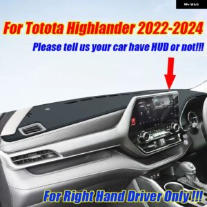 RHDレザー ダッシュボード カバー ダッシュ プロテクター パッド マット トヨタ ハイランダー2022-24 - RHD-with HUD