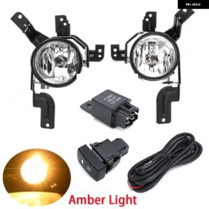 1ペア 車用 LED フロント バンパー ライト フォグランプ 配線 ハーネス 付き ホンダ CRV RE1/RE2/RE4 2007-2009 アンバー /ホワイトライト - 3000K Amber Light