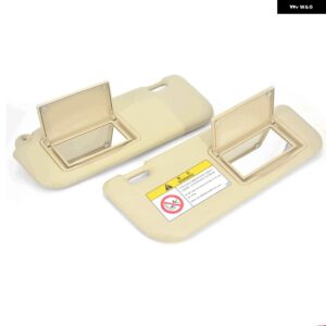 車用サンバイザー フロントガラス シェード シールド サンシェード カバー メイクアップミラー 付き トヨタ カローラ 2014-2019 - 1Pair Beige