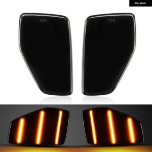 ハマー H3 H3T 2005-2010 クリアスモークレンズ LED サイドマーカーランプ アンバー フロントサイドフェンダー ウィンカーライト 2個 - Smoked Normal Amber