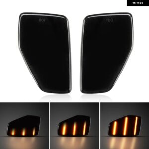 ハマー H3 H3T 2005-2010 クリアスモークレンズ LED サイドマーカーランプ アンバー フロントサイドフェンダー ウィンカーライト 2個 - Smoked Dynamic Amber