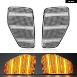 ハマー H3 H3T 2005-2010 クリアスモークレンズ LED サイドマーカーランプ アンバー フロントサイドフェンダー ウィンカーライト 2個 - Clear Normal Amber