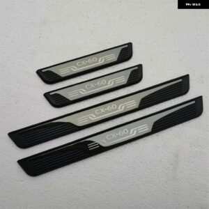 マツダ CX60 ドアシル プロテクター カーアクセサリー オートスレッショルド スカッフプレート ステッカー ペダル トリム スタイリング 2022 2023 2024 - black