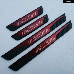 マツダ CX60 ドアシル プロテクター カーアクセサリー オートスレッショルド スカッフプレート ステッカー ペダル トリム スタイリング 2022 2023 2024 - red