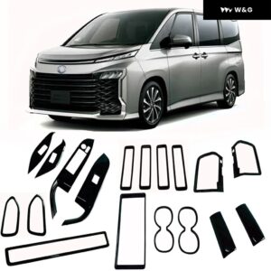 トヨタ ノア ヴォクシー 90系 2021-2022年式 ブラック ベーキングペイント インナードアウィンドウ ボタン ACベント アウトレット リアドレンカップ フレー - 18PCS