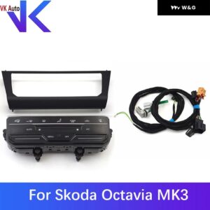 シュコダ オクタビア MK3 LED タッチスクリーン エアコン スイッチ パネル フレーム 付き クールマットブラック - Set 2