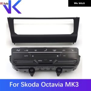 シュコダ オクタビア MK3 LED タッチスクリーン エアコン スイッチ パネル フレーム 付き クールマットブラック - Set 5