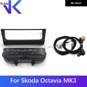 シュコダ オクタビア MK3 LED タッチスクリーン エアコン スイッチ パネル フレーム 付き クールマットブラック - Set 1