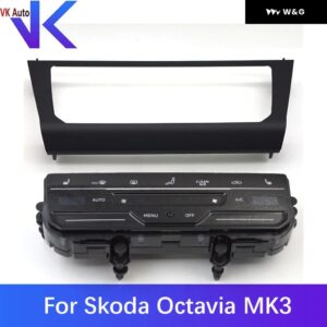 シュコダ オクタビア MK3 LED タッチスクリーン エアコン スイッチ パネル フレーム 付き クールマットブラック - Set 7