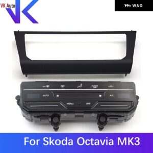 シュコダ オクタビア MK3 LED タッチスクリーン エアコン スイッチ パネル フレーム 付き クールマットブラック - Set 8