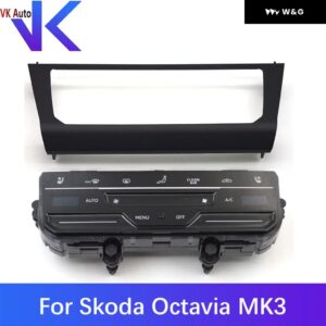 シュコダ オクタビア MK3 LED タッチスクリーン エアコン スイッチ パネル フレーム 付き クールマットブラック - Set 9