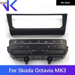 シュコダ オクタビア MK3 LED タッチスクリーン エアコン スイッチ パネル フレーム 付き クールマットブラック - Set 6