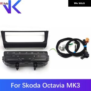 シュコダ オクタビア MK3 LED タッチスクリーン エアコン スイッチ パネル フレーム 付き クールマットブラック - Set 3