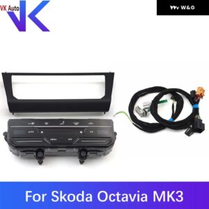 シュコダ オクタビア MK3 LED タッチスクリーン エアコン スイッチ パネル フレーム 付き クールマットブラック - Set 4