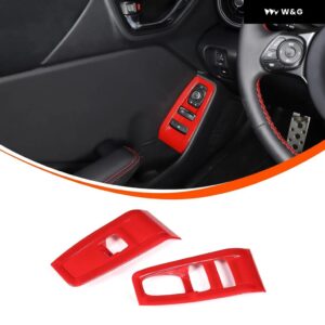 カーボン 車ドアパワーウィンドウリフトスイッチ フレーム トリム トヨタ GR86 スバル BRZ 2022-2025 装飾 カバー アクセサリー - ABS Red