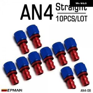 10個 AN4 燃料 ホースエンド プッシュ オン オス継手 ストレート 45度 90度 180度 回転 オイル/ガス ライン エンド フィッティング AN-B - AN4-0B