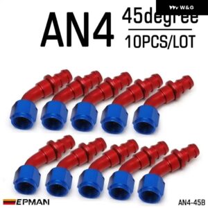 10個 AN4 燃料 ホースエンド プッシュ オン オス継手 ストレート 45度 90度 180度 回転 オイル/ガス ライン エンド フィッティング AN-B - AN4-45B