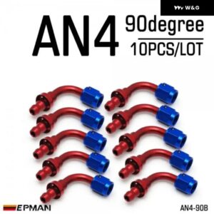 10個 AN4 燃料 ホースエンド プッシュ オン オス継手 ストレート 45度 90度 180度 回転 オイル/ガス ライン エンド フィッティング AN-B - AN4-90B