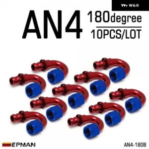 10個 AN4 燃料 ホースエンド プッシュ オン オス継手 ストレート 45度 90度 180度 回転 オイル/ガス ライン エンド フィッティング AN-B - AN4-180B