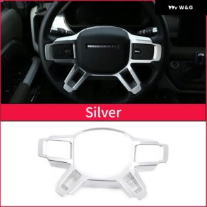 ランドローバー ディフェンダー 90 110 L663 2020-2024 ABS カーボン ステアリングホイール フレーム カバー カスタム 装飾 トリム アクセサリー - Silver