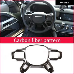 ランドローバー ディフェンダー 90 110 L663 2020-2024 ABS カーボン ステアリングホイール フレーム カバー カスタム 装飾 トリム アクセサリー - Carbon fiber pattern