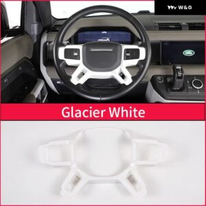 ランドローバー ディフェンダー 90 110 L663 2020-2024 ABS カーボン ステアリングホイール フレーム カバー カスタム 装飾 トリム アクセサリー - Glacier White