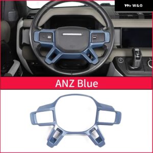ランドローバー ディフェンダー 90 110 L663 2020-2024 ABS カーボン ステアリングホイール フレーム カバー カスタム 装飾 トリム アクセサリー - ANZ Blue