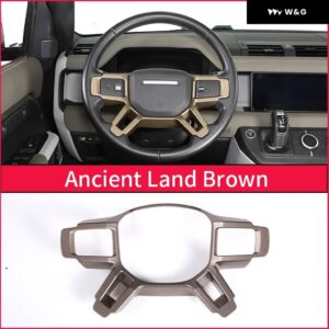 ランドローバー ディフェンダー 90 110 L663 2020-2024 ABS カーボン ステアリングホイール フレーム カバー カスタム 装飾 トリム アクセサリー - Ancient Land Brown