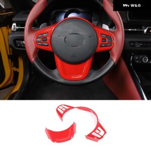 カーボン ステアリングホイール ボタン フレーム カバー トヨタ GR スープラ A90 MK5 2019-2025 ステアリングホイール 装飾 トリム アクセサリー - red