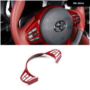 カーボン ステアリングホイール ボタン フレーム カバー トヨタ GR スープラ A90 MK5 2019-2025 ステアリングホイール 装飾 トリム アクセサリー - Dry Red Carbon 14