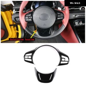 カーボン ステアリングホイール ボタン フレーム カバー トヨタ GR スープラ A90 MK5 2019-2025 ステアリングホイール 装飾 トリム アクセサリー - Glossy black