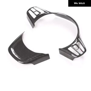 カーボン ステアリングホイール ボタン フレーム カバー トヨタ GR スープラ A90 MK5 2019-2025 ステアリングホイール 装飾 トリム アクセサリー - Dry Carbon 1