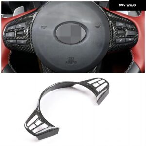カーボン ステアリングホイール ボタン フレーム カバー トヨタ GR スープラ A90 MK5 2019-2025 ステアリングホイール 装飾 トリム アクセサリー - Dry Carbon 12