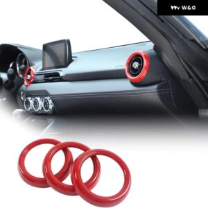 ABS プラスチック 4色 車 ダッシュボード エアコン 吹き出し口リング トリム マツダMX-5 ミアータ ND 2016-2024 エアベント カバー アクセサリー - red