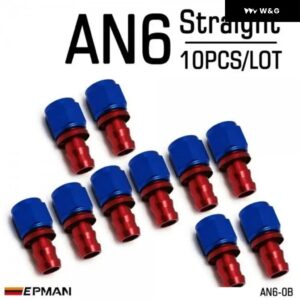 10個 AN6 燃料 ホースエンド プッシュ オン オス継手 ストレート 45度 90度 180度 回転 オイル/ガス ライン エンド フィッティング AN-B - AN6-0B