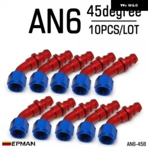 10個 AN6 燃料 ホースエンド プッシュ オン オス継手 ストレート 45度 90度 180度 回転 オイル/ガス ライン エンド フィッティング AN-B - AN6-45B