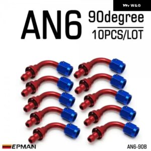 10個 AN6 燃料 ホースエンド プッシュ オン オス継手 ストレート 45度 90度 180度 回転 オイル/ガス ライン エンド フィッティング AN-B - AN6-90B
