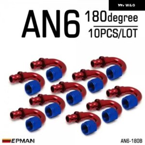 10個 AN6 燃料 ホースエンド プッシュ オン オス継手 ストレート 45度 90度 180度 回転 オイル/ガス ライン エンド フィッティング AN-B - AN6-180B