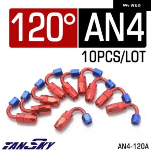 10個 汎用 AN4 ストレート アルマイト処理 アルミ オイル燃料 ホースエンド フィッティング 0 45 60 90 120 180度フィッティング - 120 degree