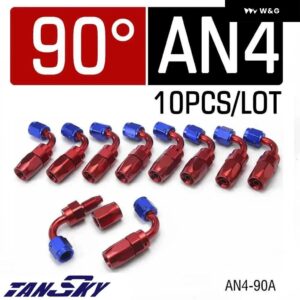 10個 汎用 AN4 ストレート アルマイト処理 アルミ オイル燃料 ホースエンド フィッティング 0 45 60 90 120 180度フィッティング - 90 degree