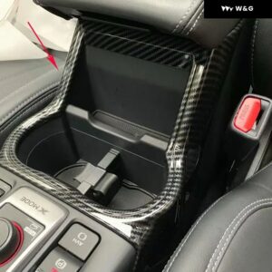 スバル フォレスター SK 2018 2019 ABS カーボンルック ギア シフト レベルベース フロントウォーターカップ ホルダー キャップ トリム 車用オートカバー - 1PCS