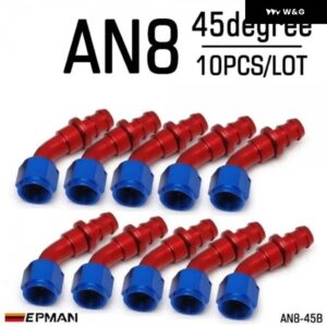 10個 AN8 燃料 ホースエンド プッシュ オン オス継手 ストレート 45度 90度 180度 回転 オイル/ガス ライン エンド フィッティング AN-B - AN8-45B