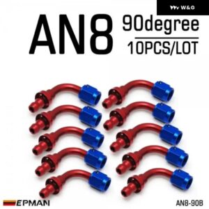 10個 AN8 燃料 ホースエンド プッシュ オン オス継手 ストレート 45度 90度 180度 回転 オイル/ガス ライン エンド フィッティング AN-B - AN8-90B