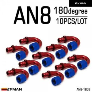 10個 AN8 燃料 ホースエンド プッシュ オン オス継手 ストレート 45度 90度 180度 回転 オイル/ガス ライン エンド フィッティング AN-B - AN8-180B