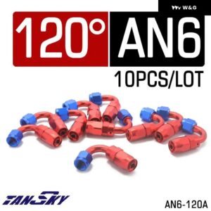 10個 汎用 AN6 ストレート アルミ オイル/燃料/エア/ガス ライン ホースエンド フィッティング 0 45 60 90 120 180 度 - 120 degree