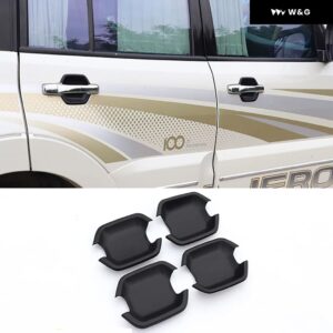 三菱 パジェロ ドアボウル ステッカー V97 V93 V73 ABSカーボン カーハンドル フレーム カバー トリム 4個 装飾 カーアクセサリー - black door bowl