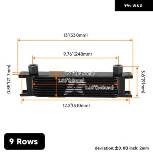 オイルクーラー 汎用 7/9/13/16 列 エンジン 用 8AN 10AN ホース継手 2 個 マウント ブラケット 付き - 9 Rows