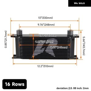 オイルクーラー 汎用 7/9/13/16 列 エンジン 用 8AN 10AN ホース継手 2 個 マウント ブラケット 付き - 16 Rows