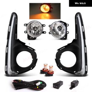 車用フロント バンパー フォグランプ トヨタ ヤリス ヴィッツ 2018 2019 2020 USタイプ デイタイム ランニングライト フォグランプ フレーム カバー クロー - LED Yellow Set