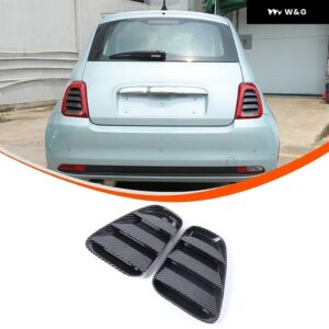 2PCS ABSブラック車 テールライト スロット パネル トリム フィアット500アバルト595 695 2016-2024 リアランプ スロットカバー 装飾 アクセサリー - ABS Carbon
